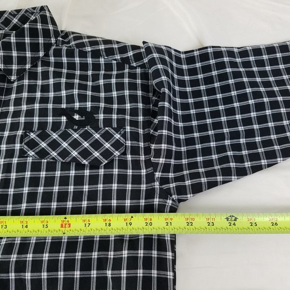 Mojo Sports Wear Mens Shirt Medium Black Plaid Long Sleeve Fishing Button Down - Picture 5 of 10